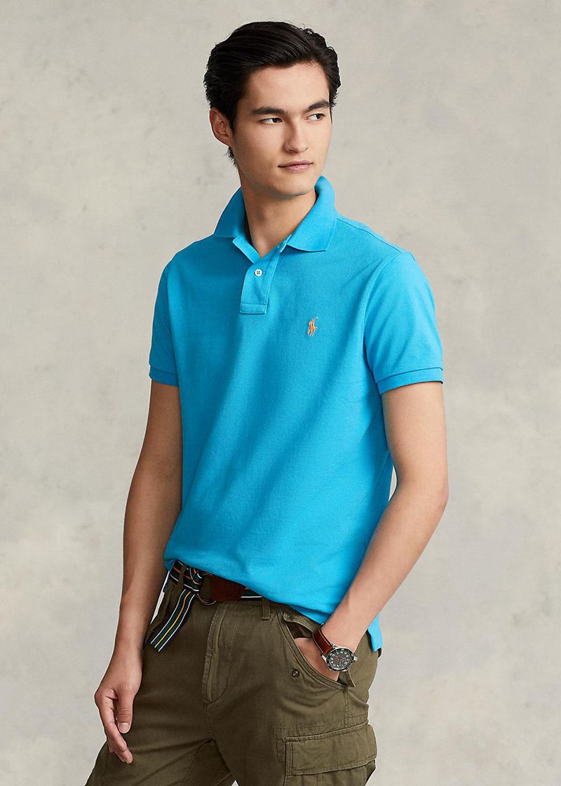 Poleras Polo Polo Ralph Lauren Hombre Custom Slim Fit Mesh Chile Azules DBVCF-4912